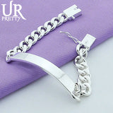 925 Silver 10mm Bangle Chain Bracelet Wedding Engagement Jewelry