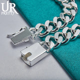 925 Silver 10mm Bangle Chain Bracelet Wedding Engagement Party Jewelry