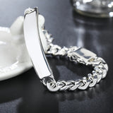 925 Silver 10mm Bangle Chain Bracelet Wedding Engagement Party Jewelry
