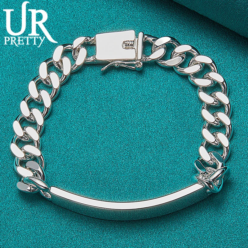 925 Silver 10mm Bangle Chain Bracelet Wedding Jewelry