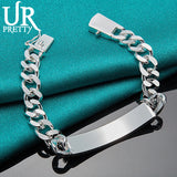 925 Silver 10mm Bangle Chain Bracelet Wedding Jewelry