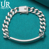 925 Silver 10mm Bangle Chain Bracelet Wedding Jewelry