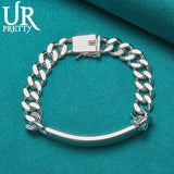 925 Silver 10mm Bangle Chain Bracelet Wedding Jewelry