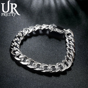 925 Sterling Silver Chain Bracelet Square Buckle for Wedding Party
