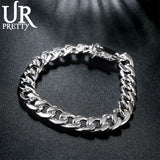 925 Sterling Silver Chain Bracelet Square Buckle for Wedding Party