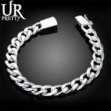 925 Sterling Silver Chain Bracelet Square Buckle for Wedding Party