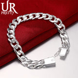 925 Sterling Silver Chain Bracelet Square Buckle for Wedding Party