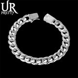 925 Sterling Silver Chain Bracelet Square Buckle for Wedding Party