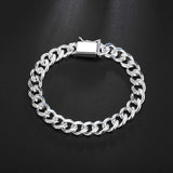 925 Silver Square Buckle Chain Bracelet Wedding Jewelry Gift