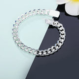 925 Silver Square Buckle Chain Bracelet Wedding Jewelry Gift