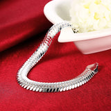 925 Silver 10mm Snake Chain Bracelet Wedding Engagement Party Charm Jewelry