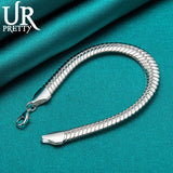 925 Silver 10mm Snake Chain Bracelet Man Women Wedding Charm Jewelry