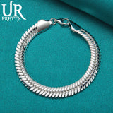 925 Silver 10mm Snake Chain Bracelet Man Women Wedding Charm Jewelry
