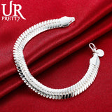 925 Silver 10mm Snake Chain Bracelet Wedding Engagement Party Charm Jewelry