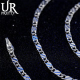 925 Silver 2mm Charm Chain Necklace Women Man Wedding Party Jewelry