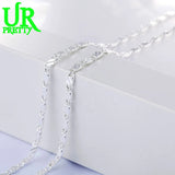 925 Silver 2mm Charm Chain Necklace Women Man Wedding Party Jewelry