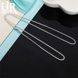925 Sterling Silver 2MM Full Sideways Chain Necklace For Women Men
