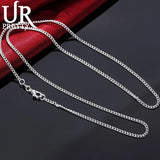925 Sterling Silver 2MM Full Sideways Chain Necklace For Women Men