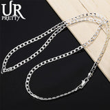 925 Silver 4MM Sideways Chain Necklace for Wedding Gift