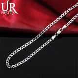 925 Silver 4MM Sideways Chain Necklace for Wedding Gift