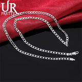 925 Silver 4MM Sideways Chain Necklace for Wedding Gift