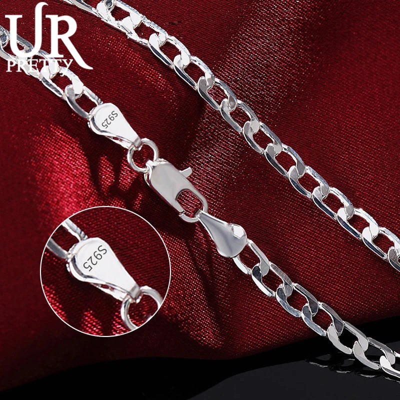 925 Silver 4MM Sideways Chain Necklace for Wedding Gift