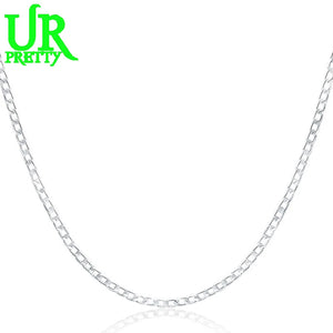 925 Silver 4MM Sideways Chain Necklace for Wedding Gift
