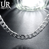 925 Silver 8MM Flat Sideways Chain Necklace For Wedding