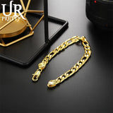 925 Silver 18K 8MM Sideways Bracelet Women Men Wedding Party Jewelry