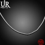 925 Sterling Silver 2MM Twist Necklace Geometric Silver Rope Chain Jewelry