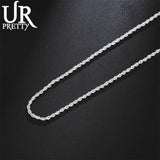 925 Silver 2mm Twist Rope Chain Necklaces for Men/Women Jewelry Gift