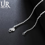 925 Silver 2mm Twist Rope Chain Necklaces for Men/Women Jewelry Gift