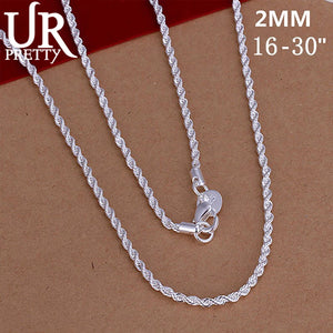 925 Silver 2mm Twist Rope Chain Necklaces for Men/Women Jewelry Gift