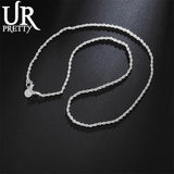 925 Silver 2mm Twist Rope Chain Necklaces for Men/Women Jewelry Gift