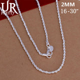 925 Silver 2mm Twist Rope Chain Necklaces for Men/Women Jewelry Gift