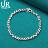925 Silver 3mm Box Bracelet Chain for Wedding & Party Charm Jewelry
