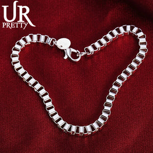 925 Sterling Silver 3mm Box Bracelet Chain Wedding Charm Jewelry