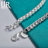 925 Sterling Silver 3mm Box Bracelet Chain Wedding Charm Jewelry
