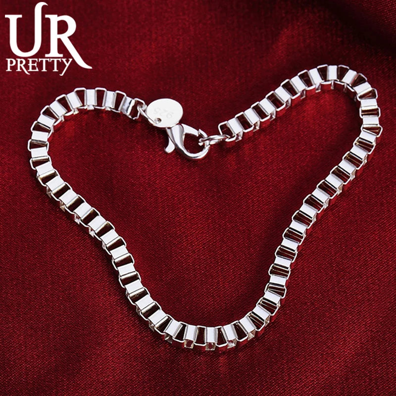 925 Sterling Silver 3mm Box Bracelet Chain Wedding Charm Jewelry