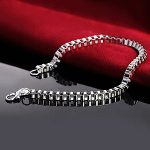 925 Sterling Silver 3mm Box Bracelet Chain Wedding Charm Jewelry