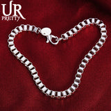 925 Sterling Silver 3mm Box Bracelet Chain Wedding Charm Jewelry