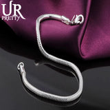 925 Silver Snake Chain Bracelet 3mm For Women Wedding Jewelry