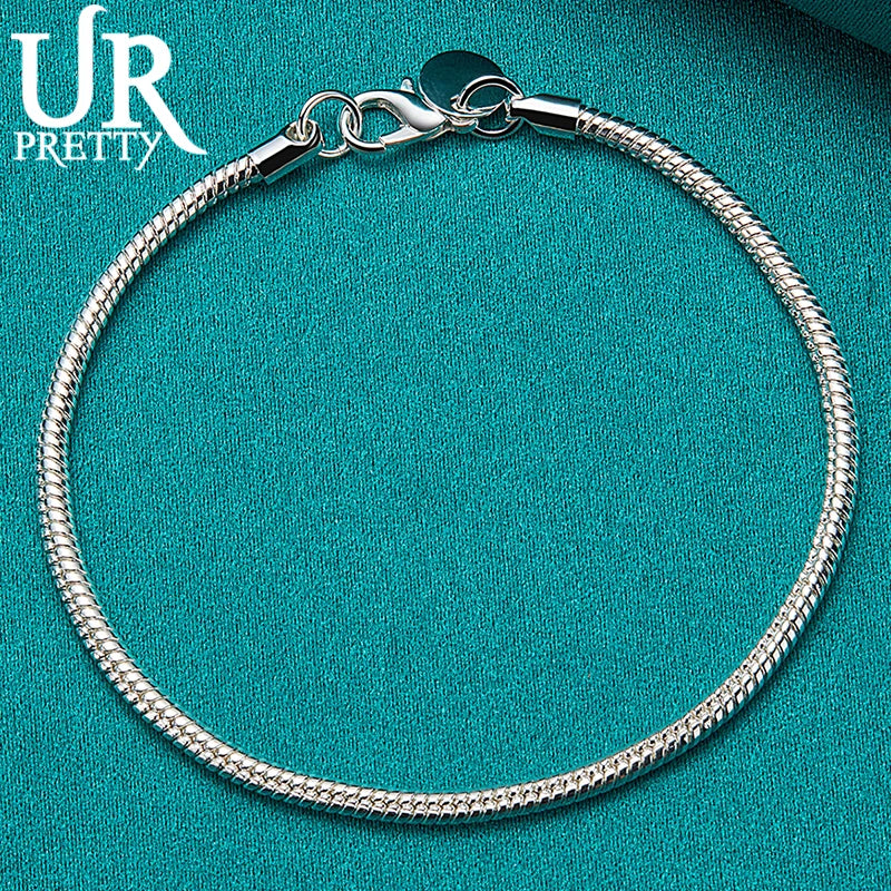 925 Silver 3mm Snake Chain Bracelet For Women Jewelry