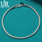 925 Silver 3mm Snake Chain Bracelet For Women Jewelry