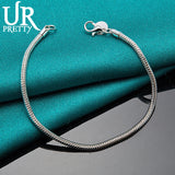 925 Silver 3mm Snake Chain Bracelet For Women Jewelry