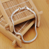 925 Silver Snake Chain Bracelet 3mm For Women Wedding Jewelry