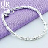 925 Silver 3mm Snake Chain Bracelet Women Wedding Jewelry