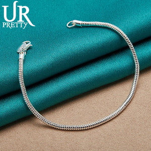925 Silver 3mm Snake Chain Bracelet For Women Jewelry