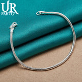 925 Silver 3mm Snake Chain Bracelet For Women Jewelry