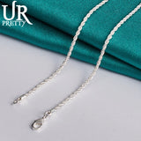 925 Silver 3mm Twist Necklace 18-26 Inch Chain Wedding Engagement Jewelry